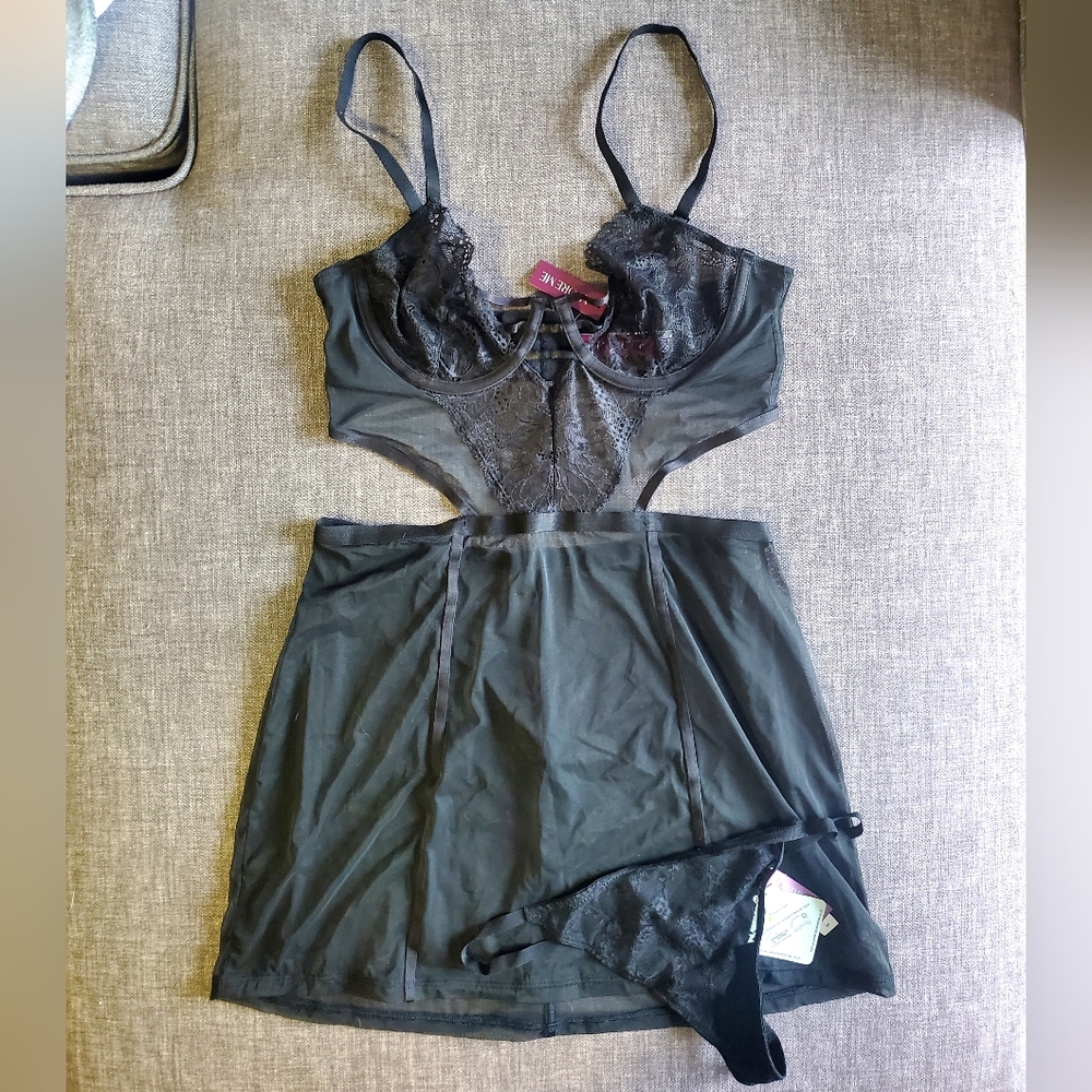 Adore Me Lace Cut Out Slip & G-String (Medium)